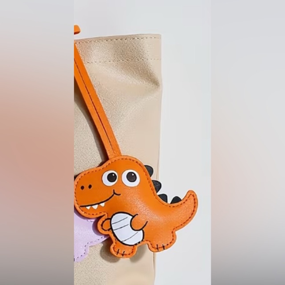 BAG CHARM•Orange Dinosaur- purse, backpack,key accessory- NWT - Picture 3 of 4